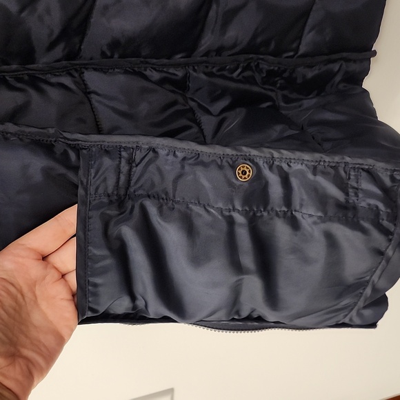 Joules navy puffer full zip vest snap closure pockets puff collar size L - Picture 8 of 12